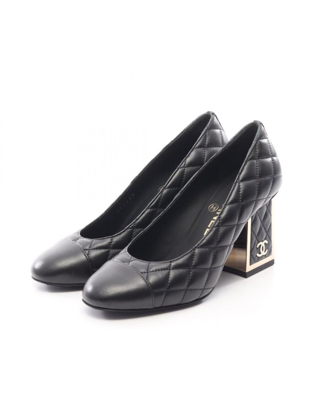 Chanel Pumps Quilted Black Lambskin Heel